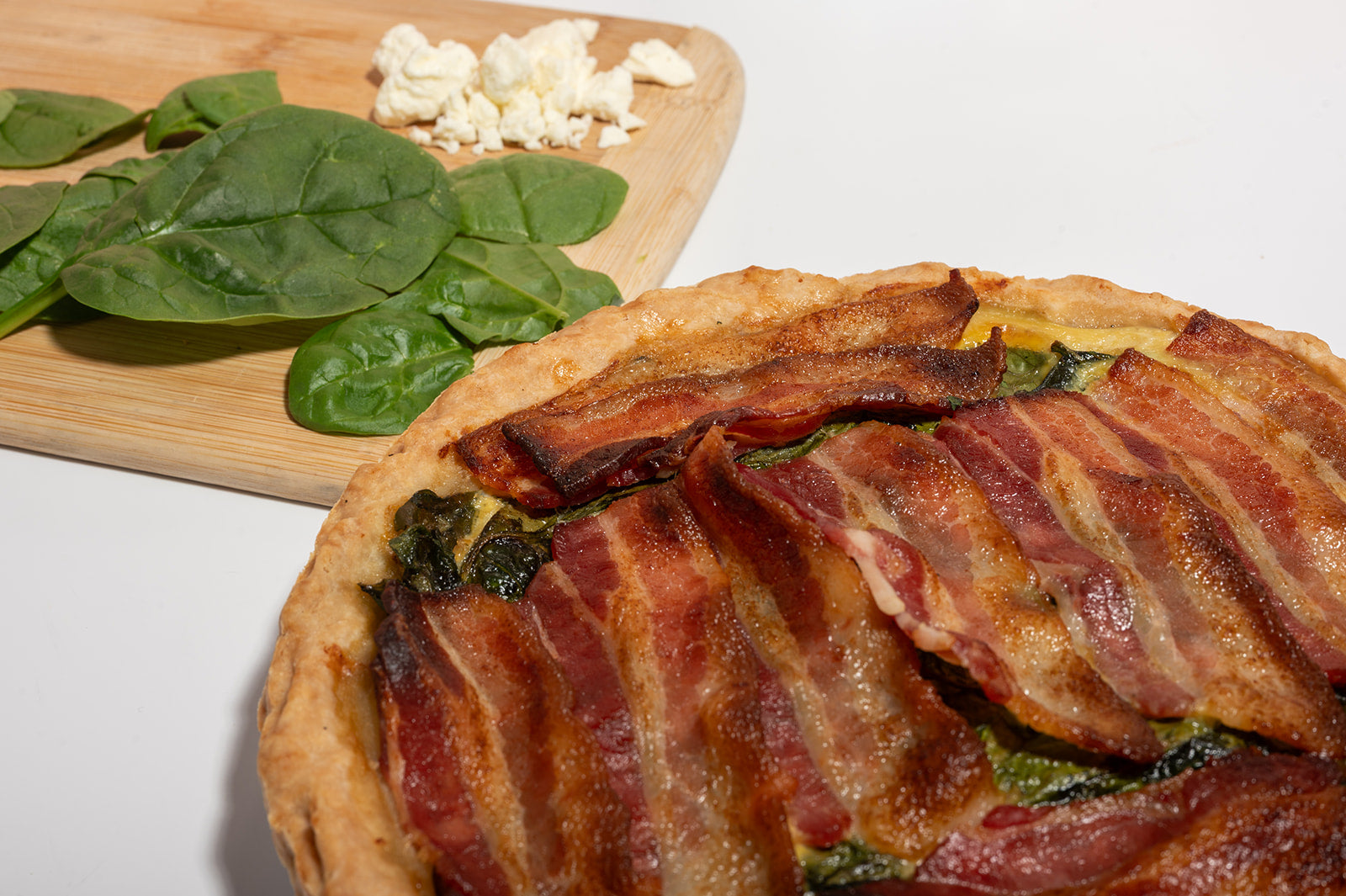 Spinach Feta + Bacon Quiche