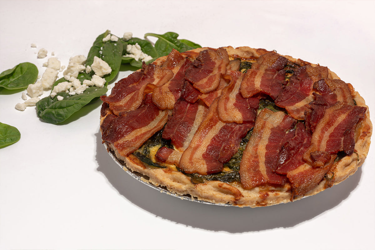 Spinach, Feta + Bacon Quiche